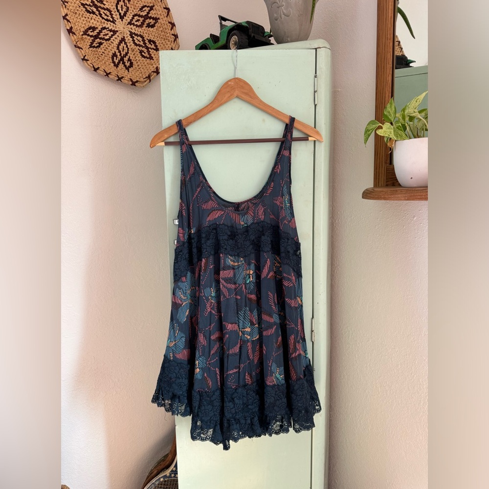 Free People Intimately Blue Lace She Swings Slip Dress, Size XS